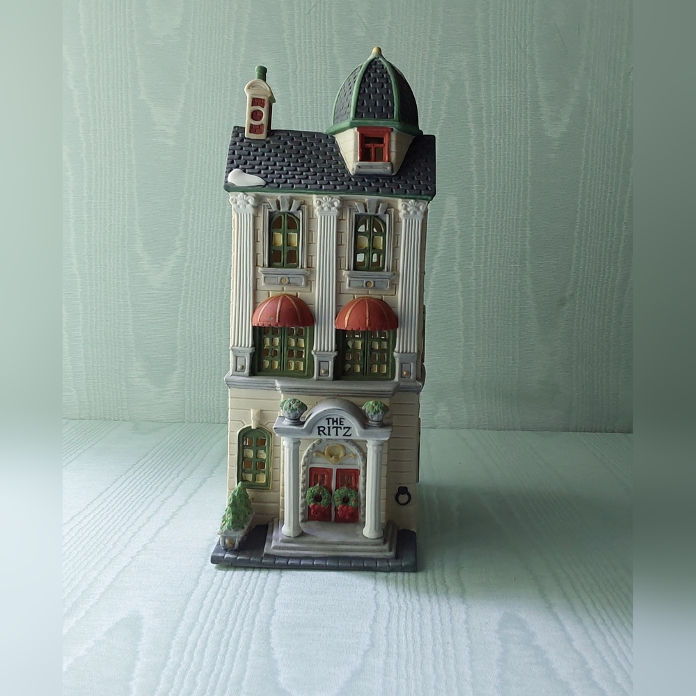 Department 56 The Ritz Village Building in Cream, Red, Green